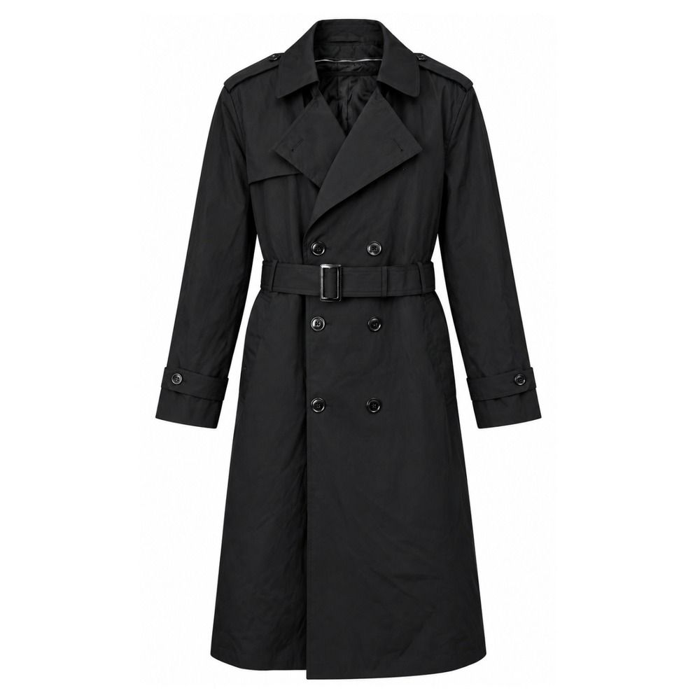 Defense Loogistic Agency Trench Coat Double Breasted Belted Mens 44R Black